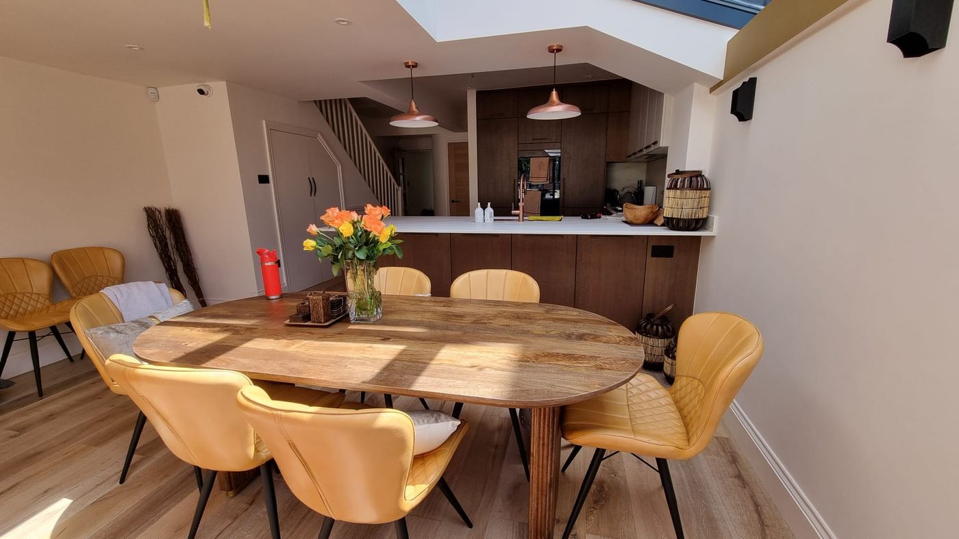 Kitchen and dining space in a rear extension